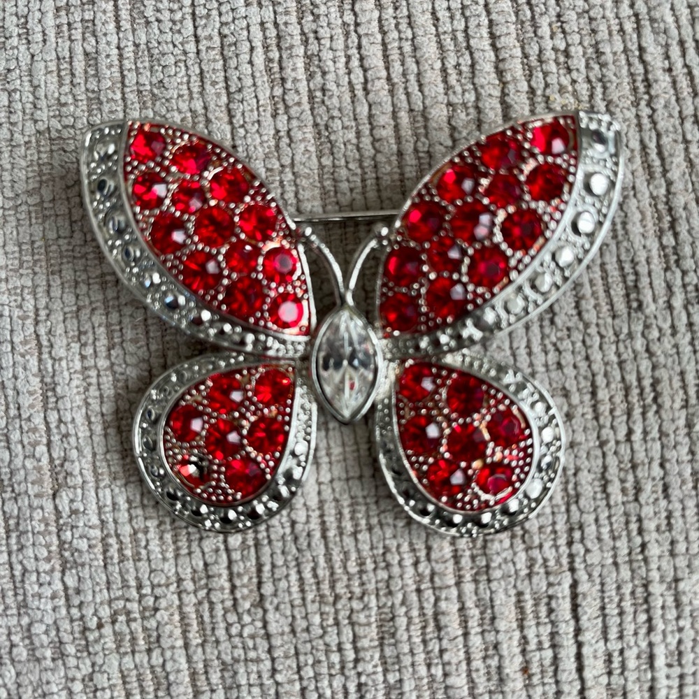 Vintage Rhinestone Butterfly Brooch